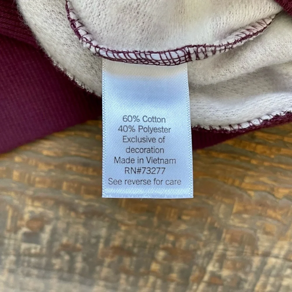 Juniors Small So Favorite Crewneck Sweatshirt, Burgundy Stripe - Picture 3 of 4